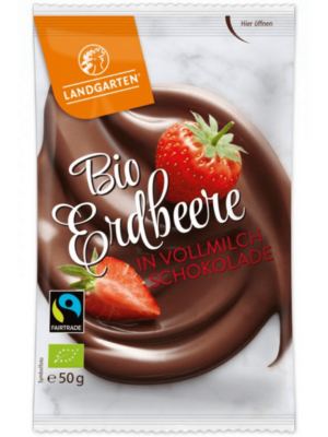 Landgarten Jahody v mliečnej čokoláde BIO 50 g